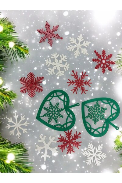 Handmade مجموعة من 12 زينة شجرة زجاجية على شكل ندفة الثلج - لمسة ساحرة لديكور...