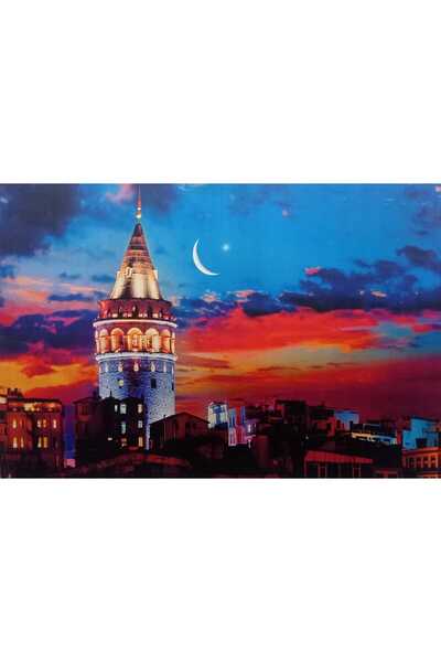 Haki Alışveriş Dünyası KANVAS TABLO Gece Galata  60X90 cm pil ve askı aparatı...