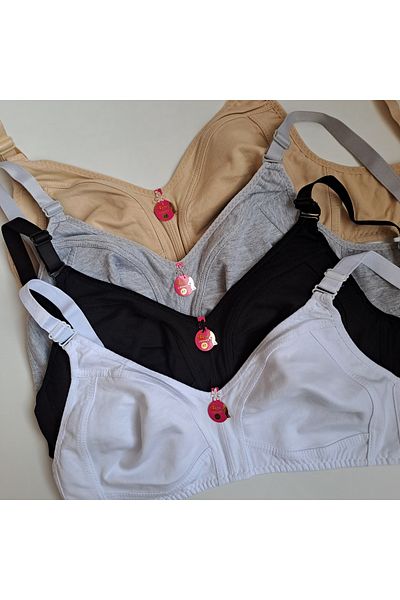 NARIYA Plus Size Cotton Recovery Bra - 4-Piece Non-Supported Wire-Free Capless Mother's Bra