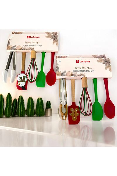 vanilinkitchen Happy New Year Silikon Mini Mutfak Seti - 5 Parça (YILBAŞI ÖZEL)