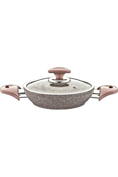 new and single 18 cm Gray Granite Pan with Glass Lid