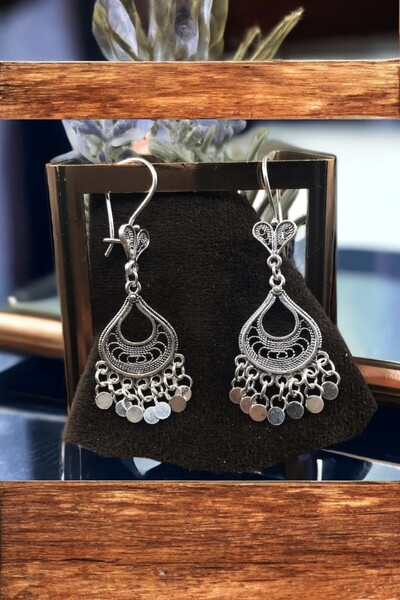 Galatea Treasures Telkari Pullu Küpe - 925 Ayar Gümüş