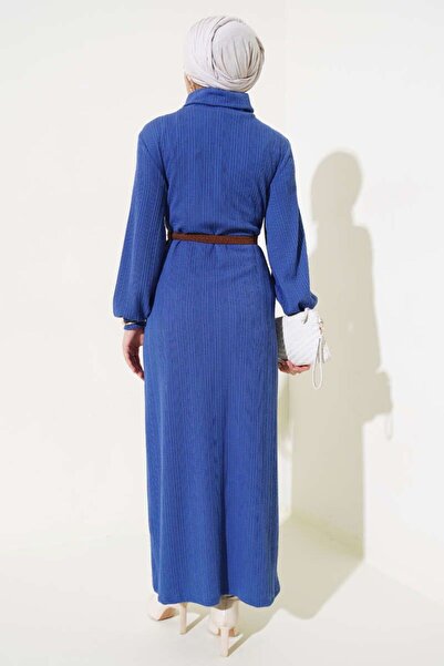 YILMAZBARMAZ γυναικείο φόρεμα με ζώνη μισό ζιβάγκο