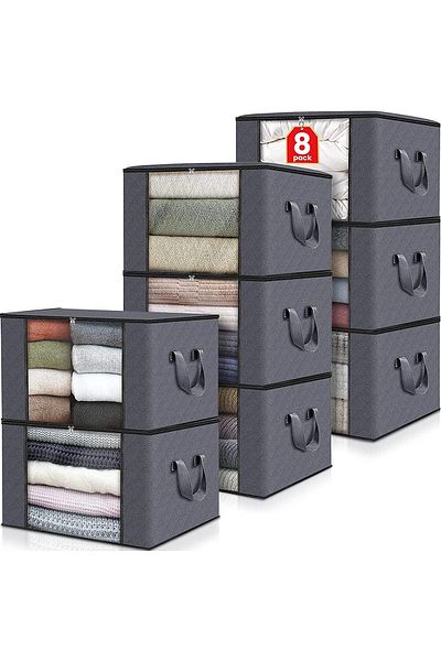 ALMUFARREJ 8 Pack Large Storage Bags, Clothes Storage Bins Foldable Closet Organizers Storage Containers