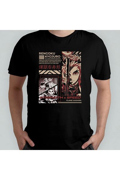 Pixxa Μπλουζάκι Rengoku Demon Slayer 100% Cotton Crew Neck - Μοντέλο 1