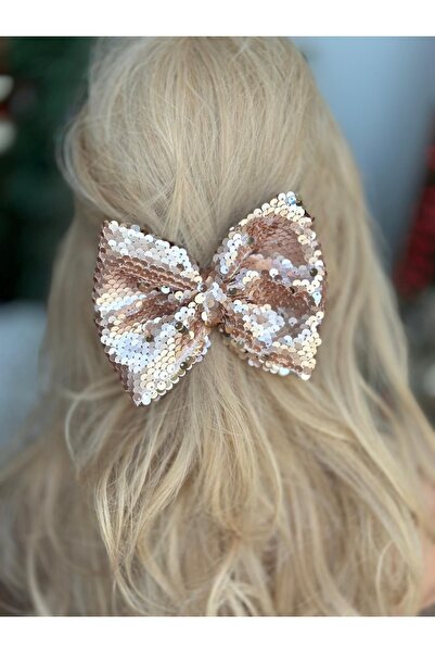 QUEEN AKSESUAR New Trend Luxury Matte Bright Color Changing Sequins Big Bow Metal Clip Buckle Powder White