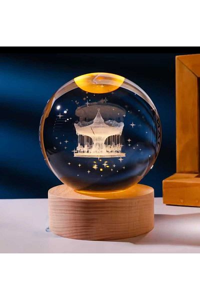 MRShopping Mr Christmas Gifts 3D Crystal Glass Globe Wooden Stand Birthday Christmas Night Light Led Wonderful Gift