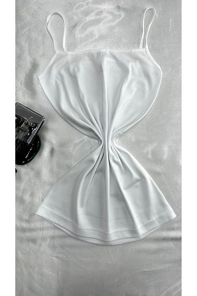 Berrak Tricou alb pentru femei Clara Boutique, pachet de 6 cu bretele de frânghie