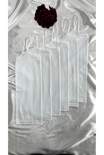 Berrak Clara Butik Kadın Beyaz 6'lı Paket Ip Askılı Atlet