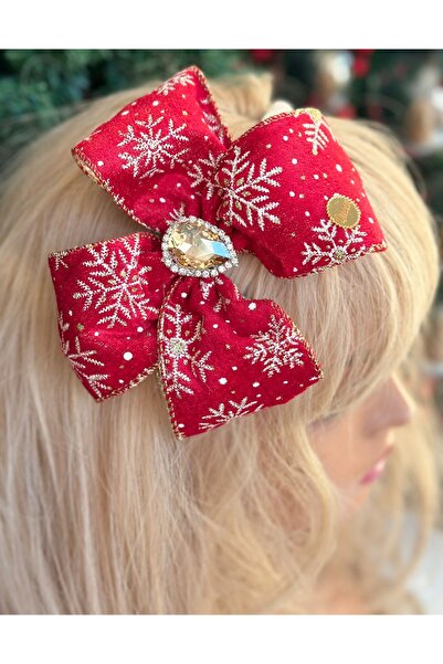 QUEEN AKSESUAR tasarım Fransız kurdele büyük simli taşlı kar tanesi desenli f...