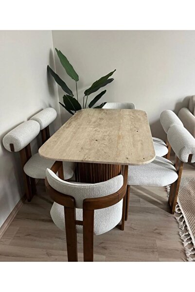 Home Traverten Mermer Yemek Masası