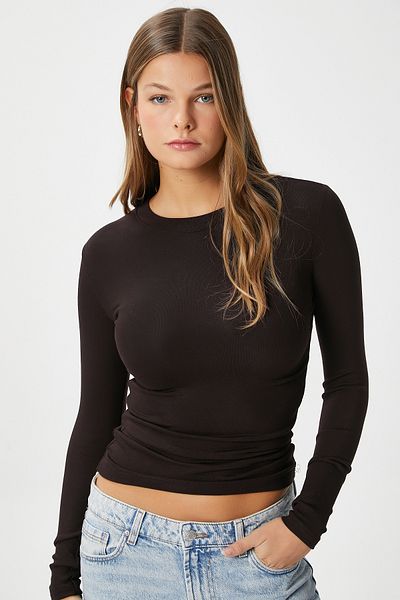 Ritnice Γυναικεία μπλούζα Lux Touch Soft Texture Καφέ