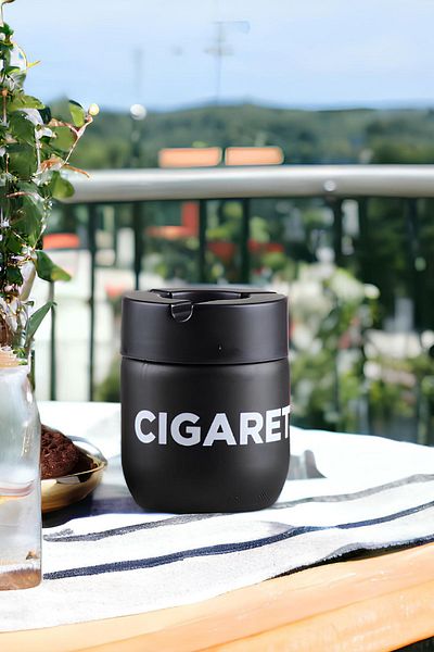 Melkan Home Odorless Glass Ashtray, Odorless Cigarette Ashtray with Apparatus Suitable for 3 Different Cigarette Sizes