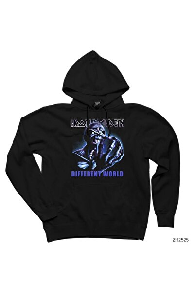 WAKHA Iron Maiden Different World Black Hooded Sweatshirt Hoodie