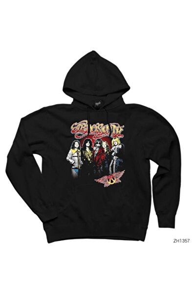 WAKHA سويت شيرت بقلنسوة أسود من مجموعة إيروسميث