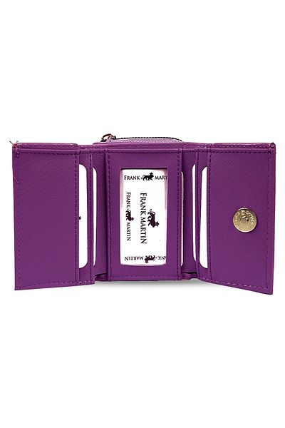 Frank Martin Purple Luka - Women's Wallet with Coin and Paper Money Compartment, Zipper