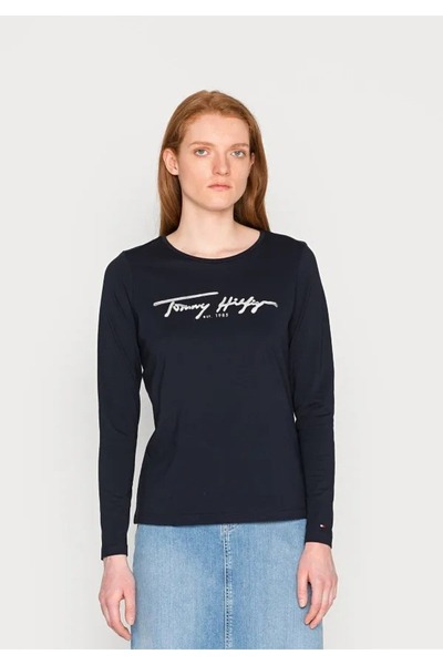 Tommy Hilfiger Organic Cotton Metallic Logo Long Sleeve t Shirt