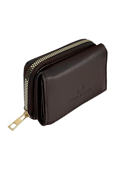 Frank Martin Women's Zippered Wallet with Luca Coin and Paper Coin Compartment Brown