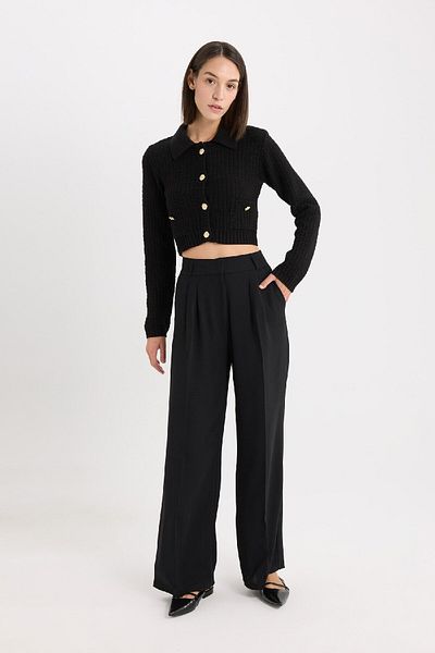DeFacto Crop Shirt Collar Buttoned Knitwear Cardigan E1811Ax24Wn