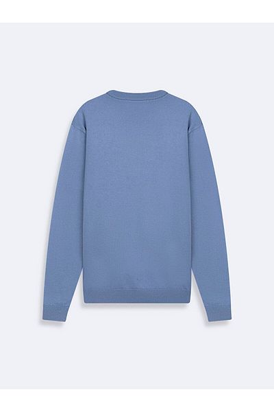 Ltb Basic Crew Neck Long Sleeve Knitwear Blue Sweater