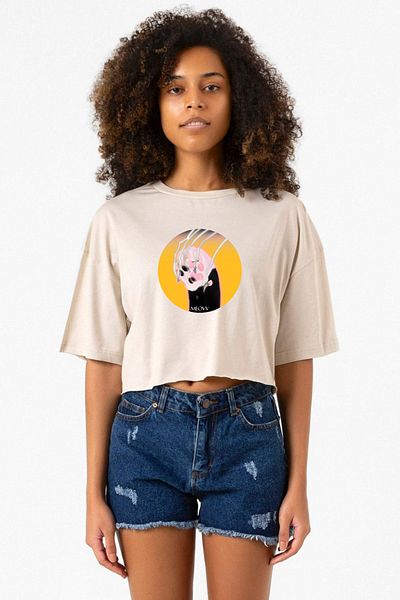 Tshirthane Meovv Meow Beige Women's Crop Tshirt
