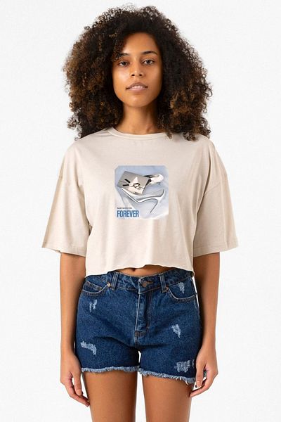 Tshirthane Babymonster Forever Beige Women's Crop T-Shirt