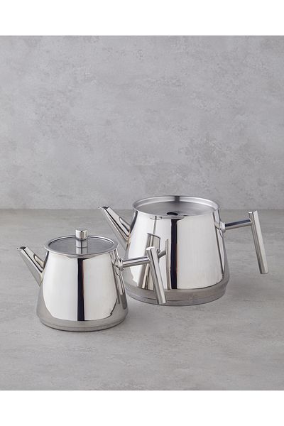 English Home Aden Steel Teapot - 0.60 L and 1.25 L Silver