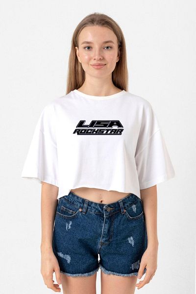 Tshirthane Lisa Rockstar White Women's Crop Tshirt