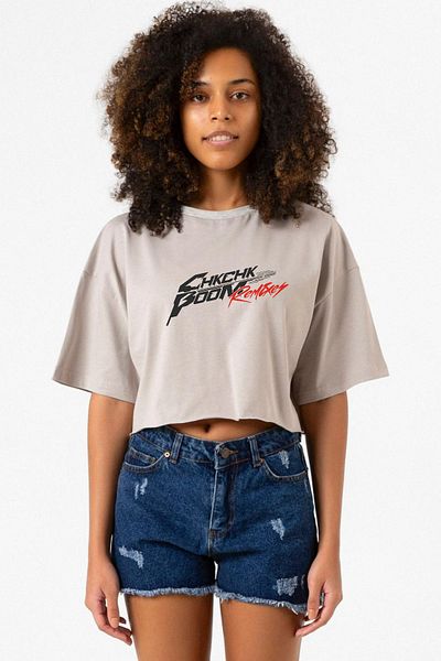 Tshirthane Stray Kids Chk Chk Boom - Stone Color Women's Crop Hoodie