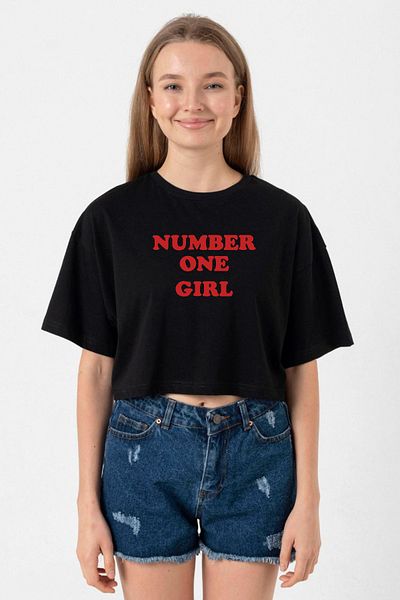 Tshirthane Rose Number One Girl Black Women's Crop T-Shirt