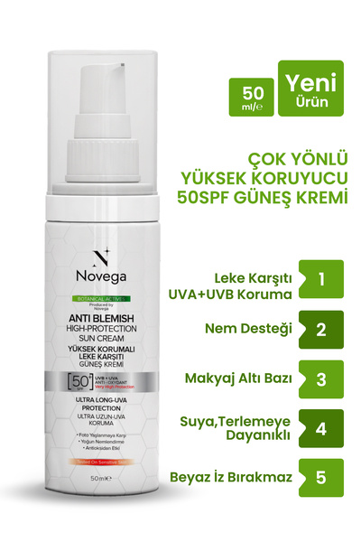 Novega Botanical Actives Yüksek Korumalı Leke Karşıtı 50 Spf Aydınlatıcı Güne...