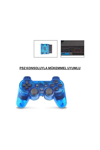 cosmostech Ps2 Controller Oyun Kolu , Titreşimli Gamepad Joystick Mavi