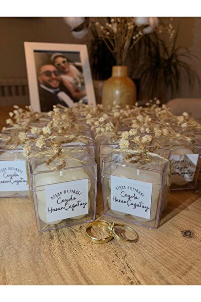 Genel Markalar Düğün, Nikah, Nişan, Kına, Söz, Hediyelik Süslü Kutulu Bubble Mum - 50 Adet