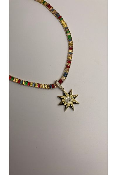 TREND Star Pattern Waterway Baguette Pendant Charm - Steel New Trend