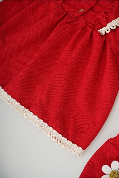 MİNİKO KİDS Baby Girl Long Sleeve Daisy Patterned Dress with Bag