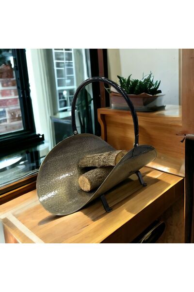 LUCKYHOMES Dekoratif Gold Ayaklı Gondol Oval Odun Kovası