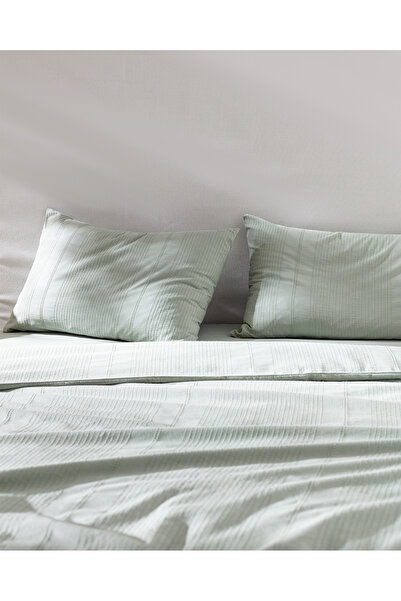 Madame Coco Rosalie King Size 100% Cotton Dobby Duvet Cover Set - Khaki