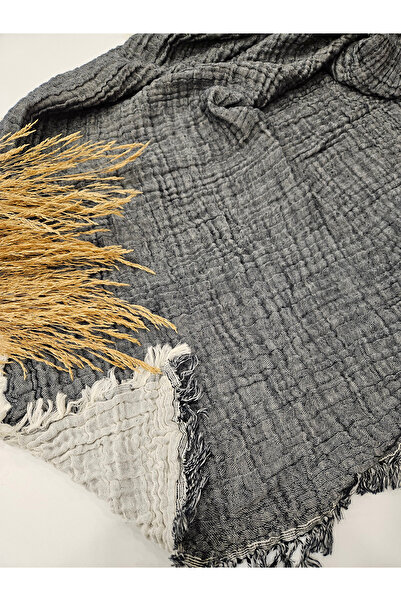 Gidia Anthracite Color 4 Layer Double Sided Double Muslin Blanket 100% Cotton 230X240 cm