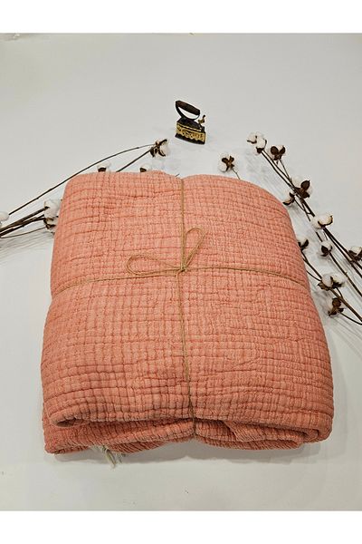 Gidia Coral Color 7 Layer Double Sided Padded Double Muslin Blanket 100% Cotton 230X240 cm