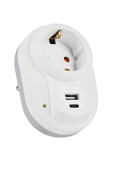Nilson Tekli Akım Korumalı Priz USB + Type C Hızlı Şarj