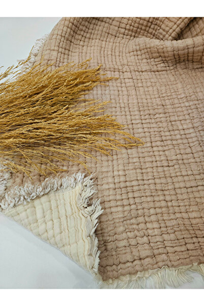 Gidia Beige 7 Layer Double Sided Padded Double Muslin Blanket 100% Cotton 230X240 cm