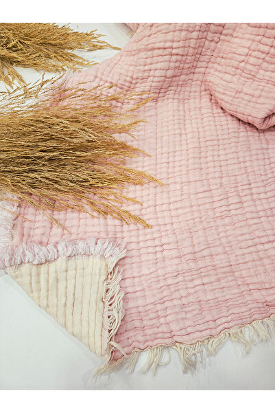 Gidia Ροζ κουβέρτα διπλής όψης με επένδυση από μουσελίνα 100% βαμβάκι 230x240 cm