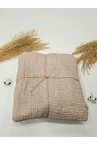 Gidia Beige 4 Layer Double Sided Double Muslin Blanket 100% Cotton 230X240 cm