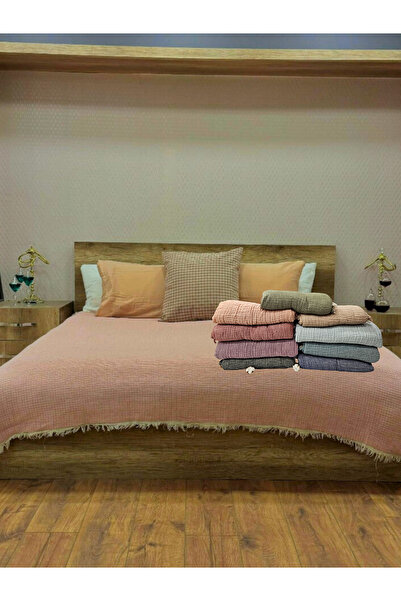 Gidia Mavi 4 Katlı Çift Taraflı Çift Kişilik Müslin Battaniye %100 Pamuk 230x240 cm