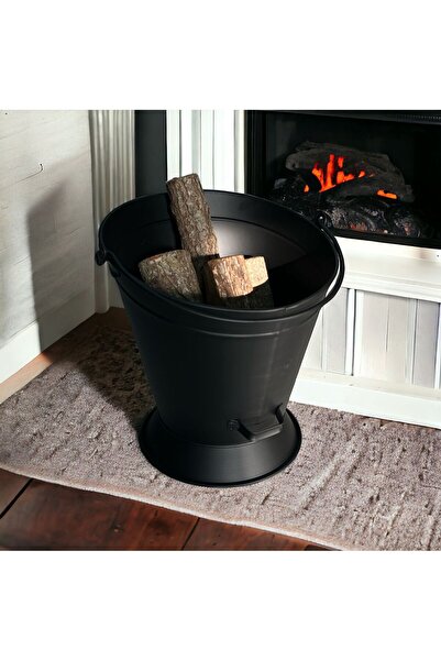 Genel Markalar Şömine Önü Ayaklı Kova Odunluk Siyah ,odun Kovası Döküm Kuzine Ve Şık Sobalarınız Için 40x28