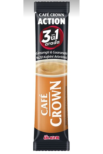 Ülker Cafe Crown 3 in 1 with Ginseng & Guarana 20% Extra Caffeine 17 Grams X (24 Pieces)