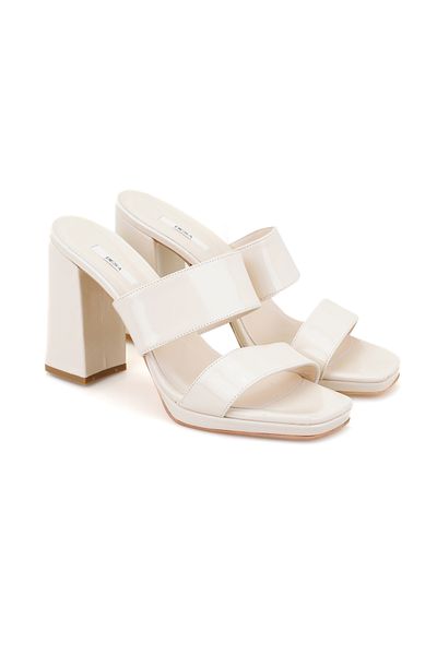 Desa Ozzy White Women's Patent Leather Platform Slippers