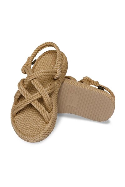 Nomadic Republic Beige Women's Rope Platform Sandals - Bodrum