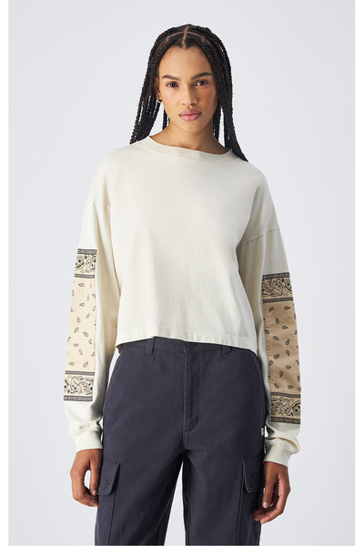 Champion Skate & Street Mock Turtle Neck Long Sleeves T-Shirt Bej Kadın Tişör...