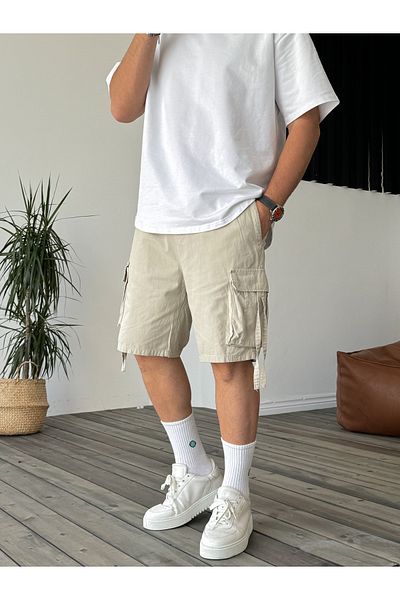 BYBASICMAN Stone Drawstring Gabardine Cargo Shorts Df-2000/2045